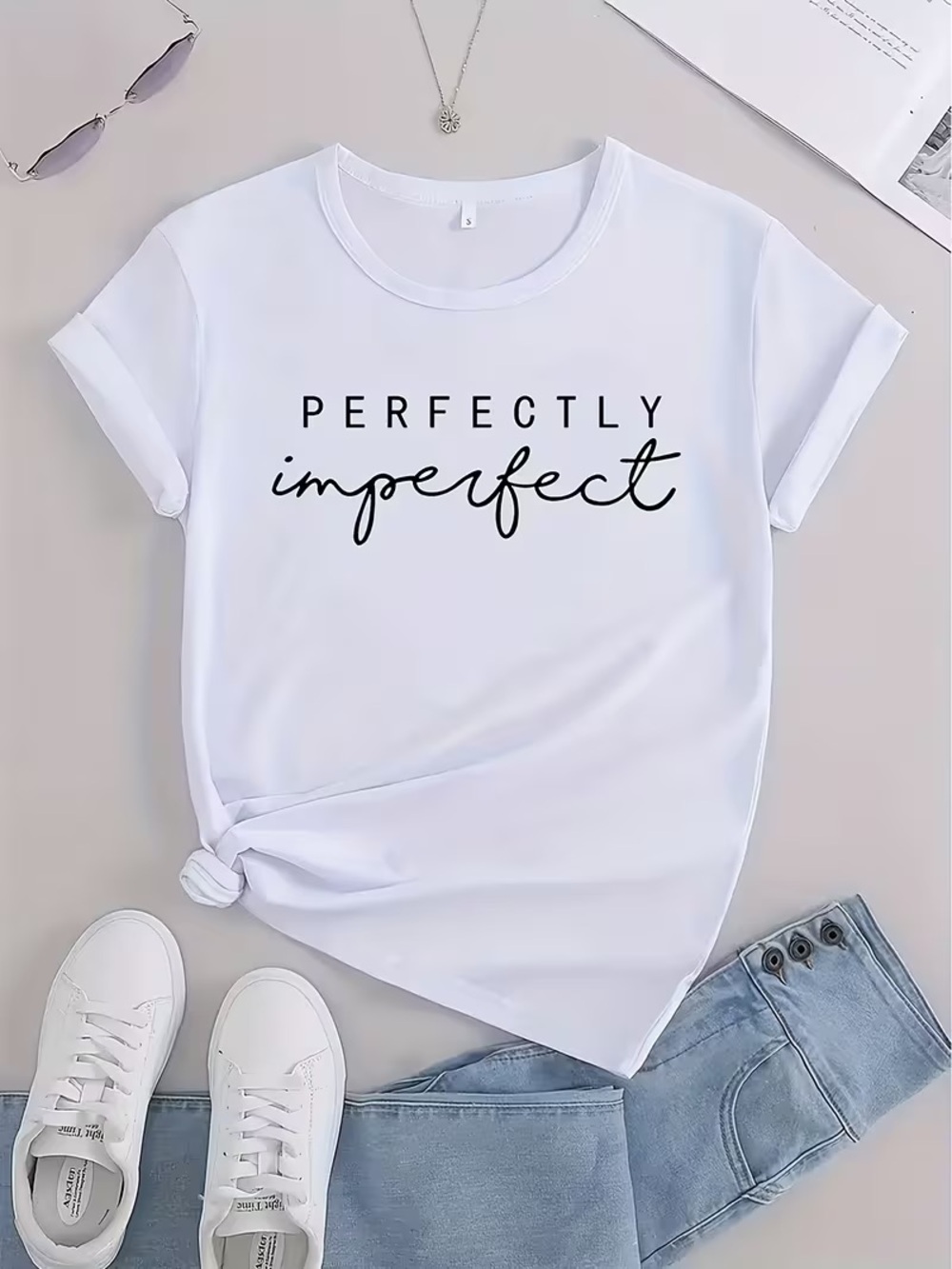 Perfectly Imperfect Women's White Graphic Tee